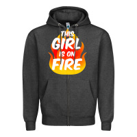 Charcoal Heather This Girl Is On Fire Fierce Lady Woman Power Go Girls Fiery Zipper Hoodie - StudioElite