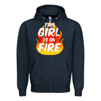 Navy This Girl Is On Fire Fierce Lady Woman Power Go Girls Fiery Zipper Hoodie - StudioElite
