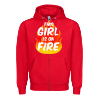 Red This Girl Is On Fire Fierce Lady Woman Power Go Girls Fiery Zipper Hoodie - StudioElite