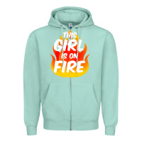 Seafoam This Girl Is On Fire Fierce Lady Woman Power Go Girls Fiery Zipper Hoodie - StudioElite