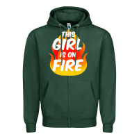 Sports Green This Girl Is On Fire Fierce Lady Woman Power Go Girls Fiery Zipper Hoodie - StudioElite