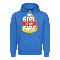 True Royal This Girl Is On Fire Fierce Lady Woman Power Go Girls Fiery Zipper Hoodie - StudioElite