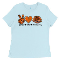 Baby Blue peace love thanksgiving bbs Ladies Tee - BundleAndBundleShop