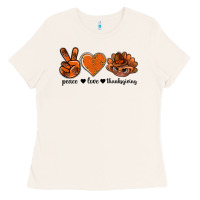 Peace Love Thanksgiving Bbs Ladies Tee | Teevron