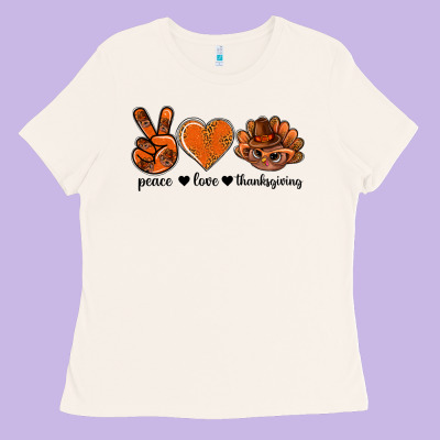Peace Love Thanksgiving Bbs Ladies Tee Designed By Bundleandbundleshop