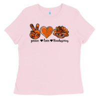 Bubblegum Pink peace love thanksgiving bbs Ladies Tee - BundleAndBundleShop