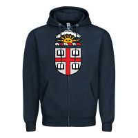 Navy brown university Zipper Hoodie - StudioElite