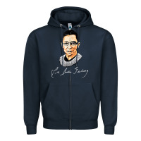 Navy rbg ruth bader ginsburg feminist t shirt   signature art Zipper Hoodie - StudioElite