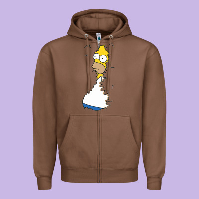 Homer In Hedges Classic Zipper Hoodie Designed By Studioelite