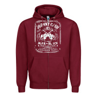 Burgundy johnny cash man in black Zipper Hoodie - StudioElite