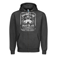 Charcoal Heather johnny cash man in black Zipper Hoodie - StudioElite