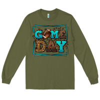 Army Green Game day American Football leopard frame Long Sleeve Tee - LillyAllenDesigns