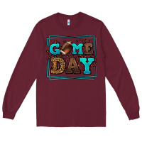 Burgundy Game day American Football leopard frame Long Sleeve Tee - LillyAllenDesigns