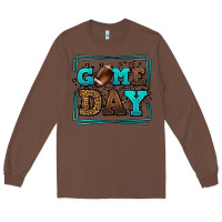 Chestnut Game day American Football leopard frame Long Sleeve Tee - LillyAllenDesigns