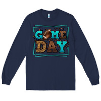 Navy Game day American Football leopard frame Long Sleeve Tee - LillyAllenDesigns