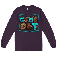 Plum Game day American Football leopard frame Long Sleeve Tee - LillyAllenDesigns