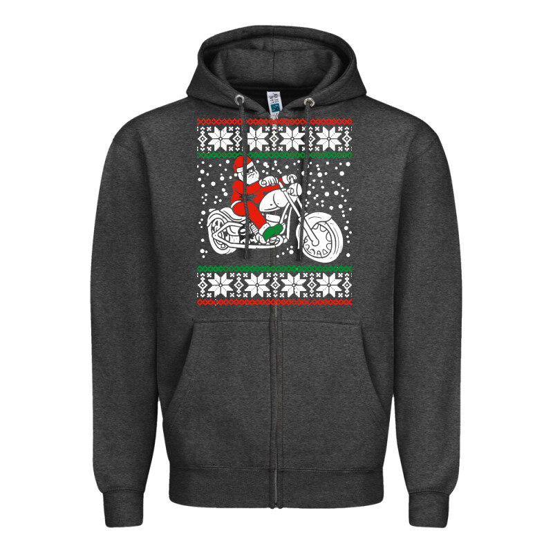 Santa Ridin Motocycle Zipper Hoodie by StudioElite | Teevron