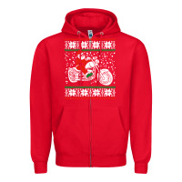 Red santa ridin motocycle Zipper Hoodie - StudioElite