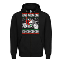 Black santa ridin motocycle Zipper Hoodie - StudioElite