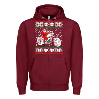 Burgundy santa ridin motocycle Zipper Hoodie - StudioElite