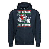 Navy santa ridin motocycle Zipper Hoodie - StudioElite