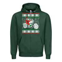 Sports Green santa ridin motocycle Zipper Hoodie - StudioElite