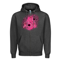 Charcoal Heather ribbon patch Zipper Hoodie - JahusDesignShop