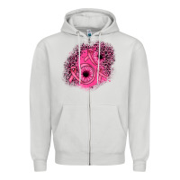Dove Grey ribbon patch Zipper Hoodie - JahusDesignShop