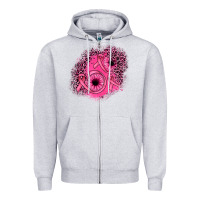 Heather Grey ribbon patch Zipper Hoodie - JahusDesignShop