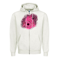 Oatmeal Heather ribbon patch Zipper Hoodie - JahusDesignShop