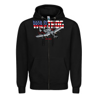 Black Military Airplane A-10 Warthog American Flag Zipper Hoodie - StudioElite