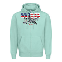 Seafoam Military Airplane A-10 Warthog American Flag Zipper Hoodie - StudioElite