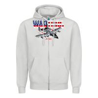 Dove Grey Military Airplane A-10 Warthog American Flag Zipper Hoodie - StudioElite