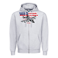 Heather Grey Military Airplane A-10 Warthog American Flag Zipper Hoodie - StudioElite