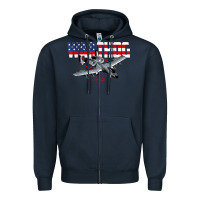 Military Airplane A-10 Warthog American Flag Zipper Hoodie | Teevron