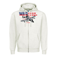 Oatmeal Heather Military Airplane A-10 Warthog American Flag Zipper Hoodie - StudioElite