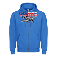 True Royal Military Airplane A-10 Warthog American Flag Zipper Hoodie - StudioElite