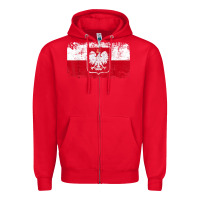 Red poland polska flag vintage  men women kids  poland t shirt Zipper Hoodie - StudioElite