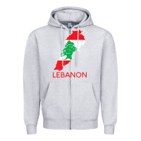 Heather Grey Lebanon Flag Cedar Tree Beirut Lebanese Arabic Arab Islam Zipper Hoodie - StudioElite