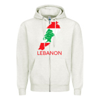 Oatmeal Heather Lebanon Flag Cedar Tree Beirut Lebanese Arabic Arab Islam Zipper Hoodie - StudioElite