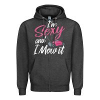 Charcoal Heather i'm sexy and i mow it funny mow pun tank top Zipper Hoodie - StudioElite