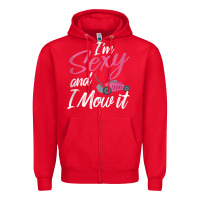 Red i'm sexy and i mow it funny mow pun tank top Zipper Hoodie - StudioElite