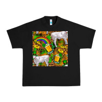 Black St. Patricks Cow With Rainbow And Beer Seamless Urban Heavy Tee - FaDigitalArtStudio