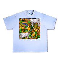 Grape Ice St. Patricks Cow With Rainbow And Beer Seamless Urban Heavy Tee - FaDigitalArtStudio