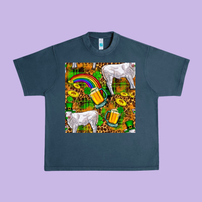 St. Patricks Cow With Rainbow And Beer Seamless Urban Heavy Tee Designed By Fadigitalartstudio