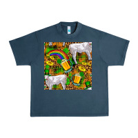 Midnight Navy St. Patricks Cow With Rainbow And Beer Seamless Urban Heavy Tee - FaDigitalArtStudio