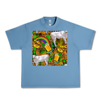Pebble Blue St. Patricks Cow With Rainbow And Beer Seamless Urban Heavy Tee - FaDigitalArtStudio