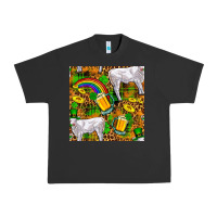 Pigment Black St. Patricks Cow With Rainbow And Beer Seamless Urban Heavy Tee - FaDigitalArtStudio