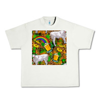 Pistachio St. Patricks Cow With Rainbow And Beer Seamless Urban Heavy Tee - FaDigitalArtStudio