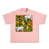 Salmon St. Patricks Cow With Rainbow And Beer Seamless Urban Heavy Tee - FaDigitalArtStudio